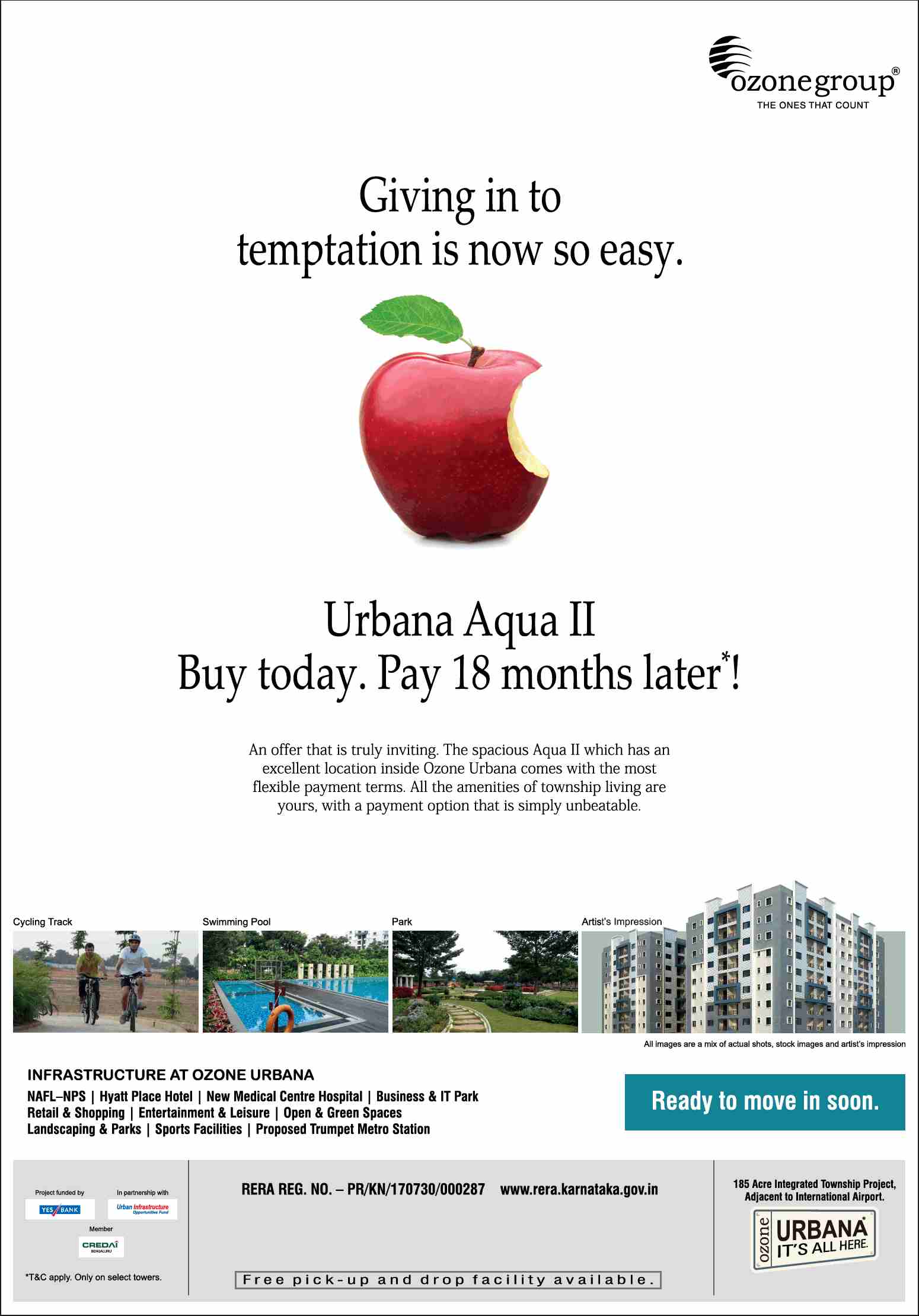 Buy today & pay 18 months later at Ozone Urbana Aqua 2 in Bangalore Update